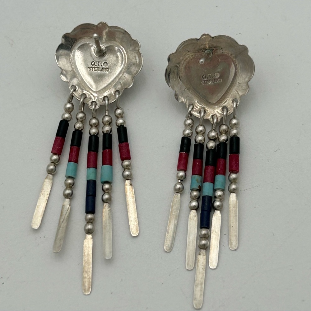 Sterling Silver Native American Turquoise Earrings - Picture 5 of 6